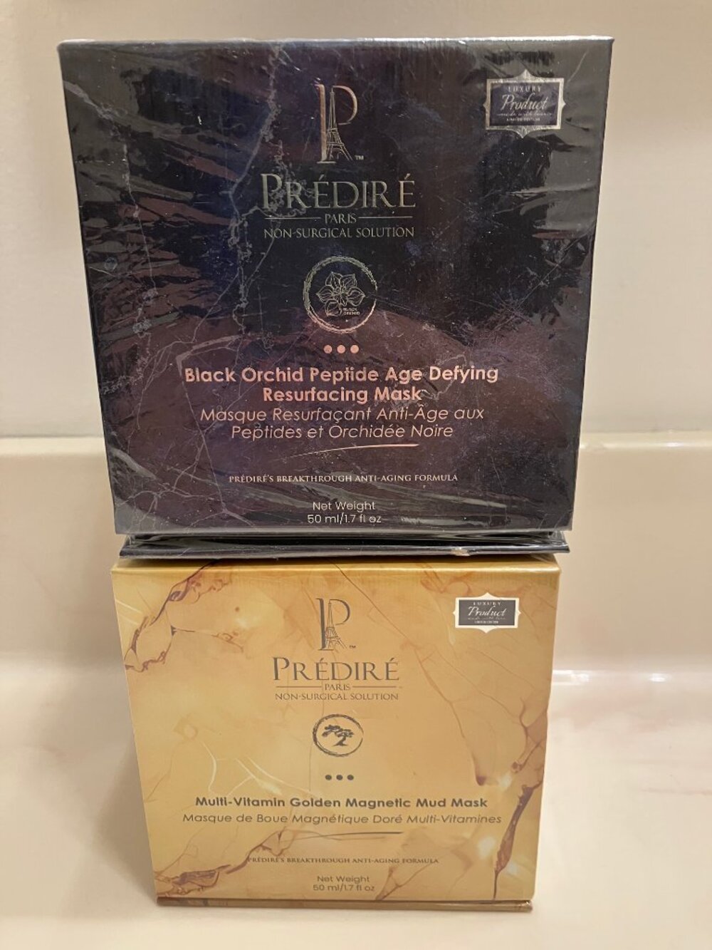 NIB Predire Paris Black Orchid Resurface Mask & Multi Vitamin Golden Mud Mask
